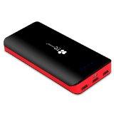 EC Technology 22400 mAh Externer Akku mit 3 USB Ausgängen Powerbank für iPhone, iPad, Samsung, PC, Smartphone- Schwarz / Rot