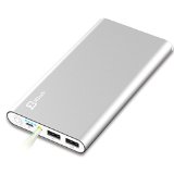 Externer Akku, JETech® 10000mAh Ultra Kompakt Dual USB Ausgang Portable Power Bank Externer Akku Ladegerät für iPhone 6/5/4, iPad, iPod, Samsung Geräte, Smartphones, Tablet-PCs (Silber)