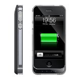 iFans® Apple MFi zertifiziert 1800mAh iPhone 4 4s Batterie Hülle Case Kompatibel MIT IOS8+, externe Batterie Akku Case Hülle Zusatzakku Power Pack Cover für iPhone 4s 4, Original Dock Ladeanschluss, zwei verschieden farbige Rahmen - schwarz [12 Monate Garantie]