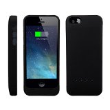 [Apple Zertifiziert] EasyAcc® MFi 2200mAh farbenfrohes iPhone 5 5s 5c Akku Case, erweitertes aufladbares schützendes Batterie Case Hülle für iPhone 5 5s 5c, Original Lightning Ladestecker, Farbe: Schwarz [24 monate Garantie]